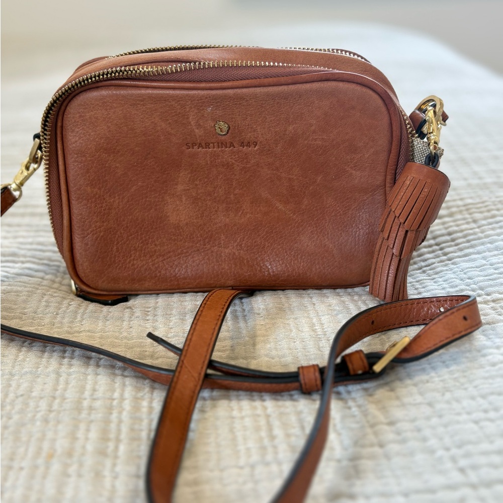 Spartina 449 Tan Leather Crossbody Bag